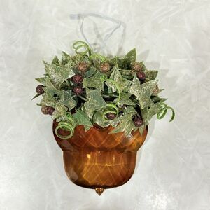 Mistletoe Faceted Brown Acrylic Christmas Kissing Hanging Ornament Holly Berry